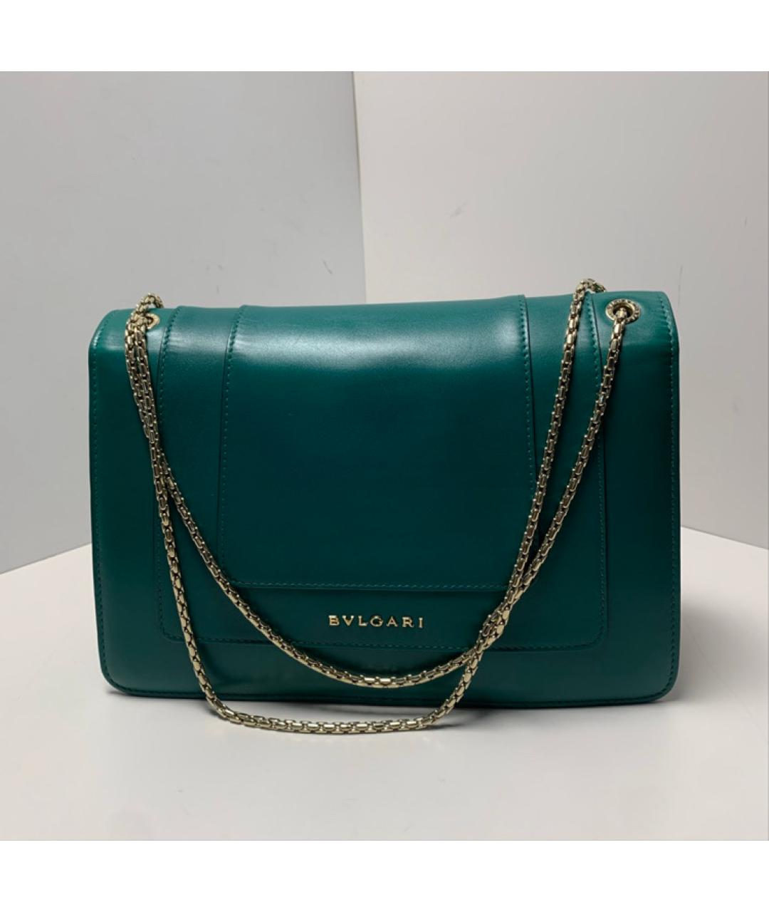 BVLGARI Зеленая кожаная сумка через плечо, фото 2