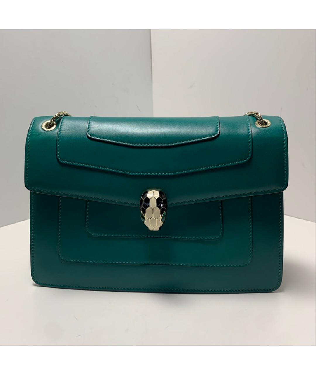BVLGARI Зеленая кожаная сумка через плечо, фото 5