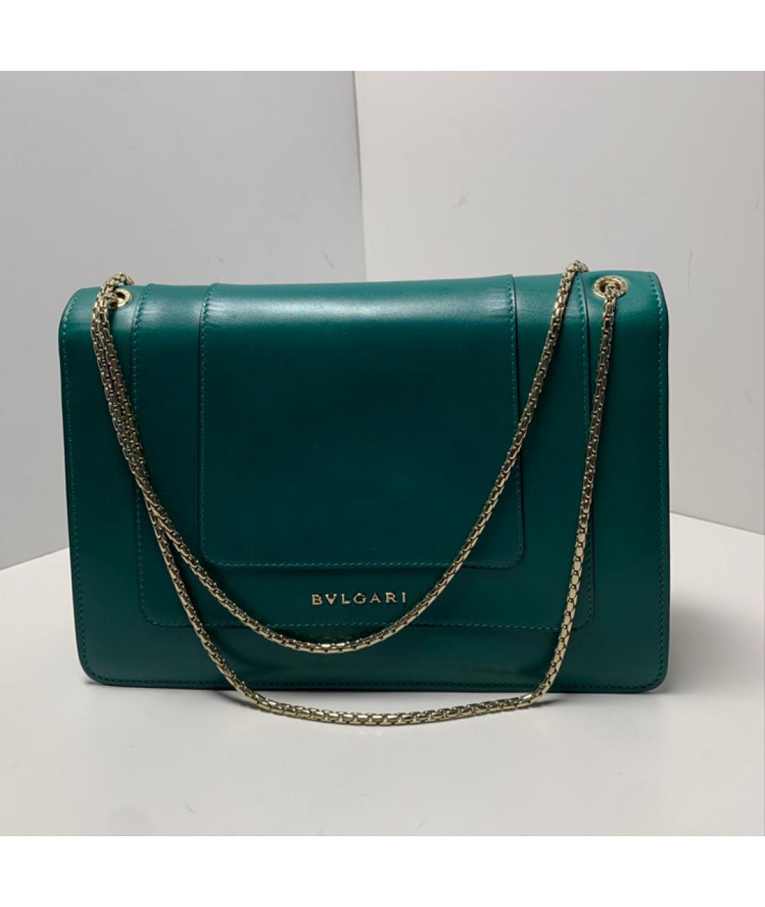 BVLGARI Зеленая кожаная сумка через плечо, фото 3