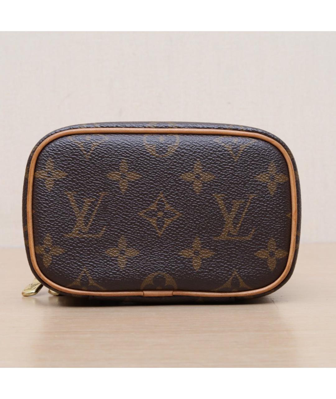 LOUIS VUITTON Коричневая кожаная косметичка, фото 7