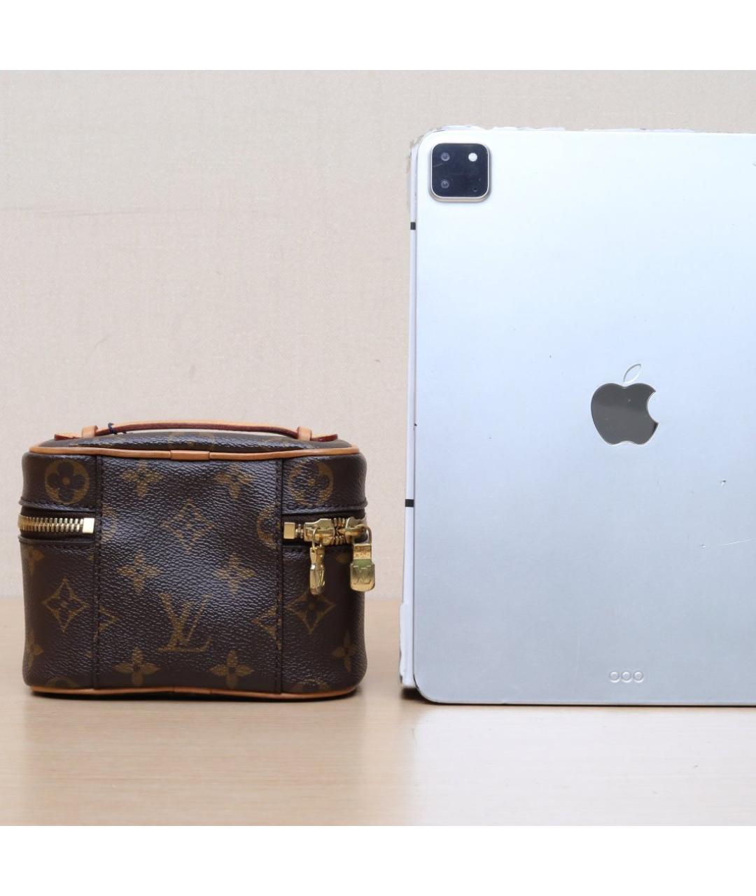 LOUIS VUITTON Коричневая кожаная косметичка, фото 5