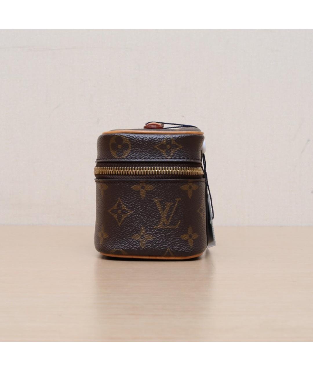 LOUIS VUITTON Коричневая кожаная косметичка, фото 4
