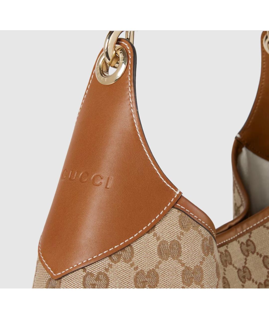 GUCCI Бежевая жаккардовая сумка через плечо, фото 6