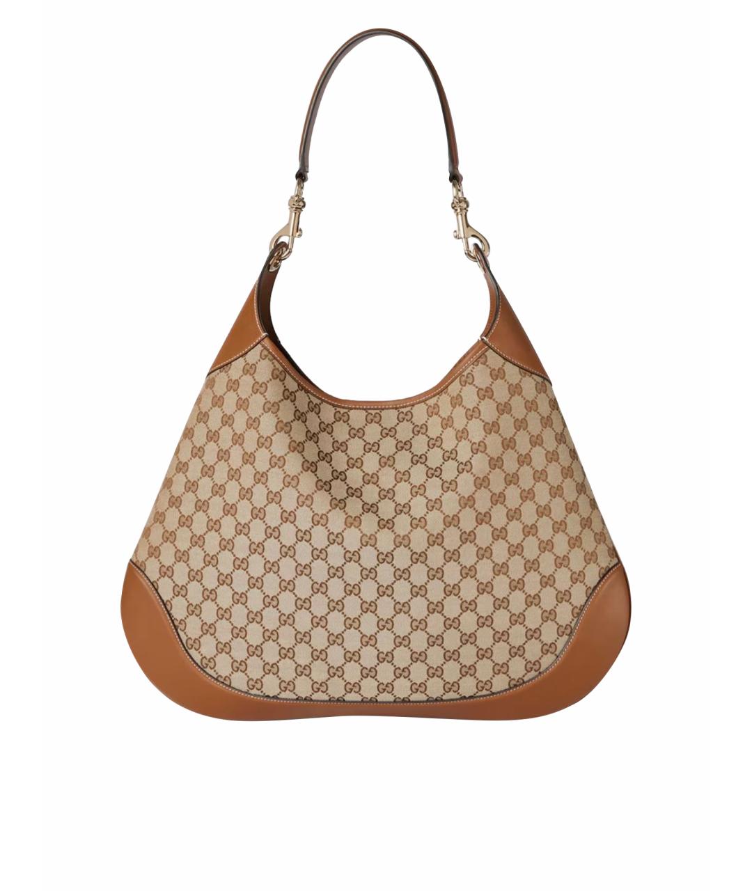 GUCCI Бежевая жаккардовая сумка через плечо, фото 1