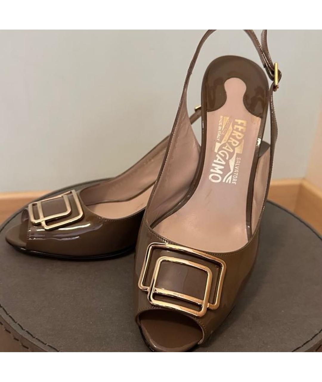 FERRAGAMO Коричневые туфли из лакированной кожи, фото 3