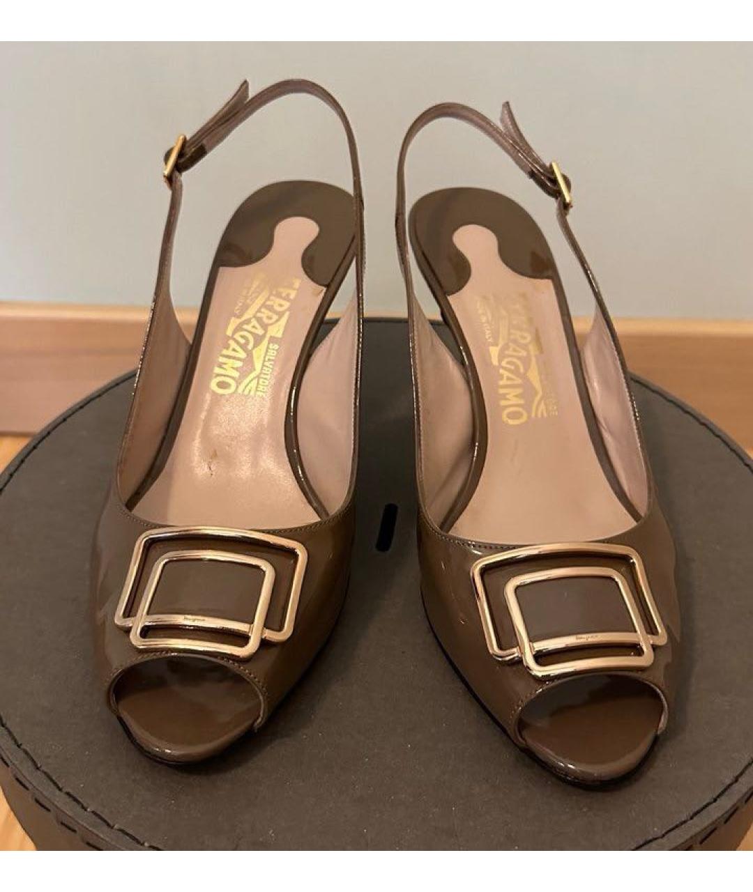 FERRAGAMO Коричневые туфли из лакированной кожи, фото 2