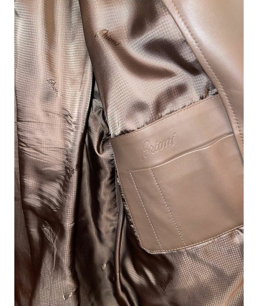 BRIONI Бежевая кожаная куртка, фото 3