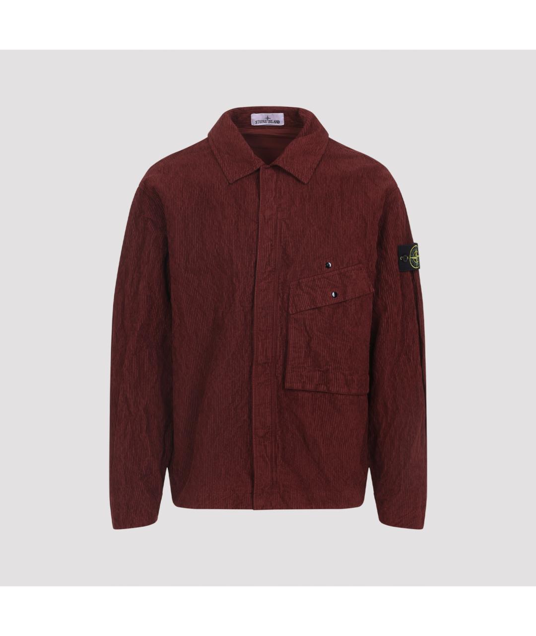 STONE ISLAND Бордовая хлопковая кэжуал рубашка, фото 3