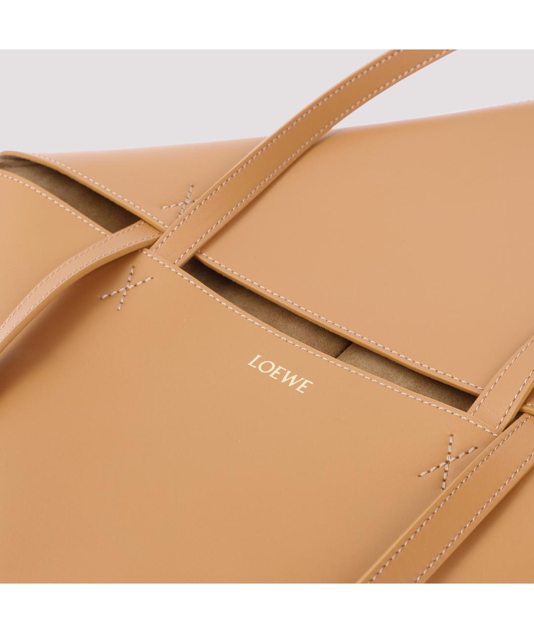 LOEWE Бежевая кожаная сумка тоут, фото 6