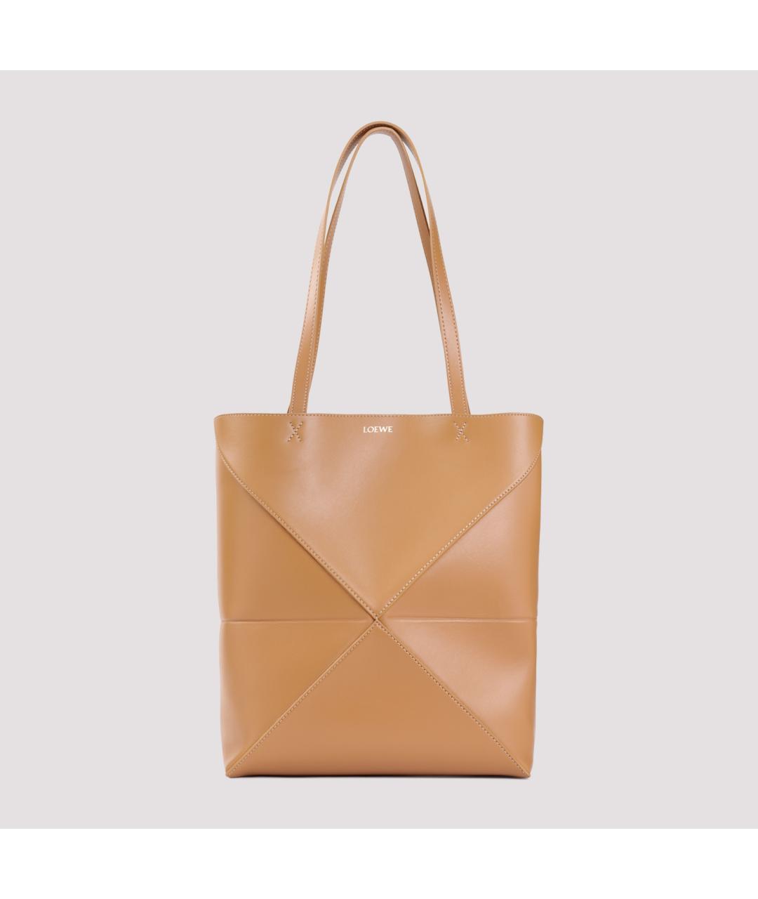 LOEWE Бежевая кожаная сумка тоут, фото 3