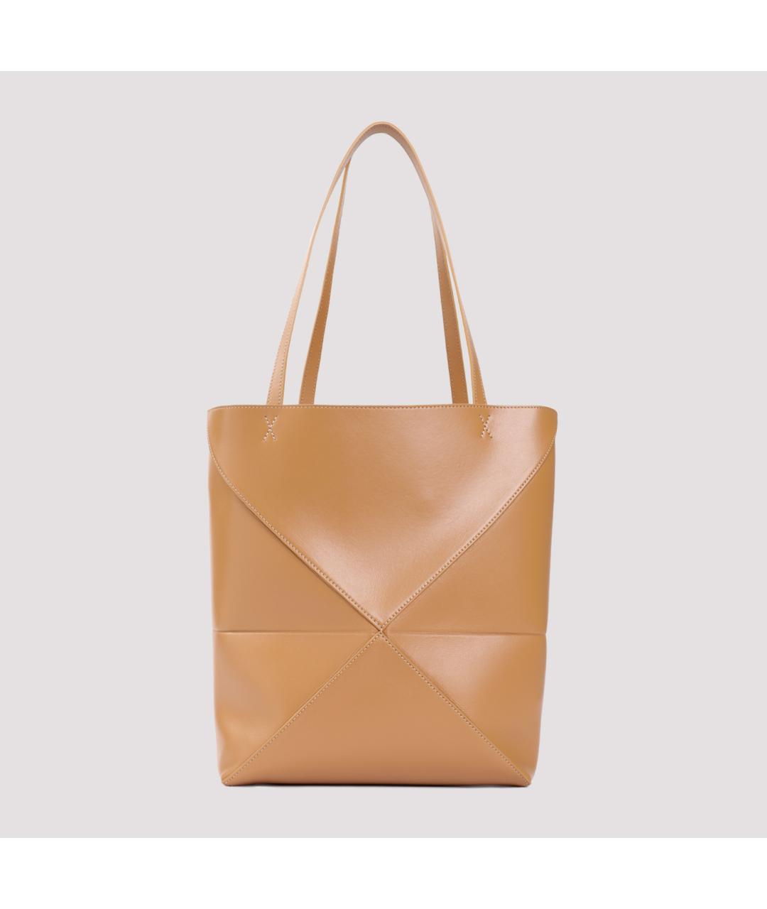 LOEWE Бежевая кожаная сумка тоут, фото 4