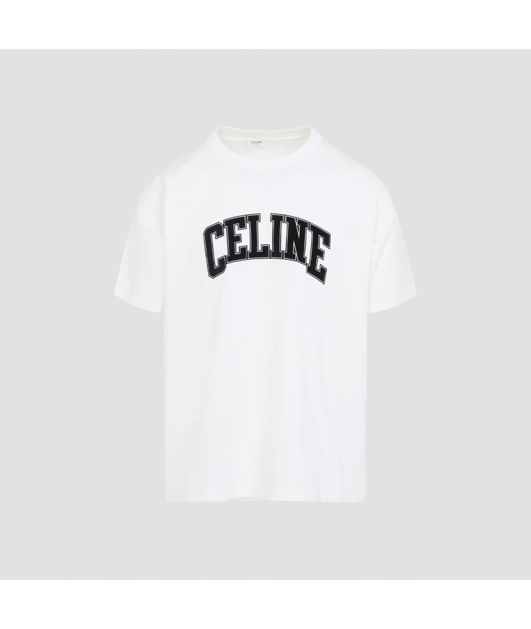 CELINE Белая хлопковая футболка, фото 2
