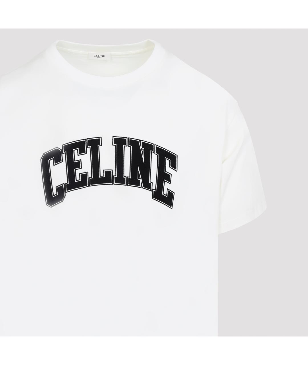 CELINE Белая хлопковая футболка, фото 5
