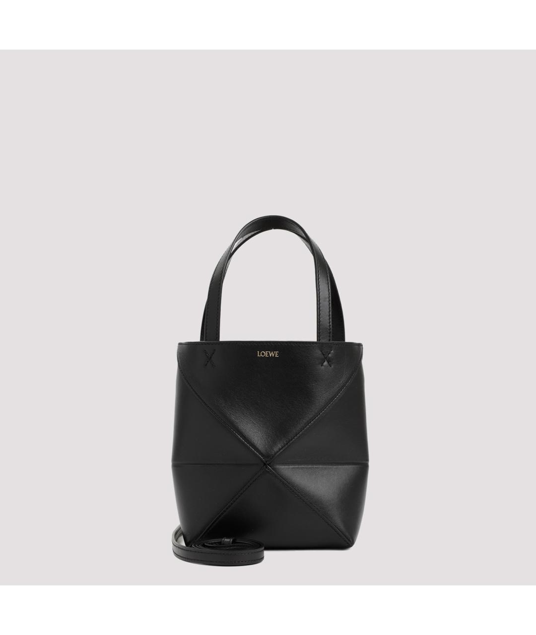 LOEWE Черная кожаная сумка тоут, фото 2