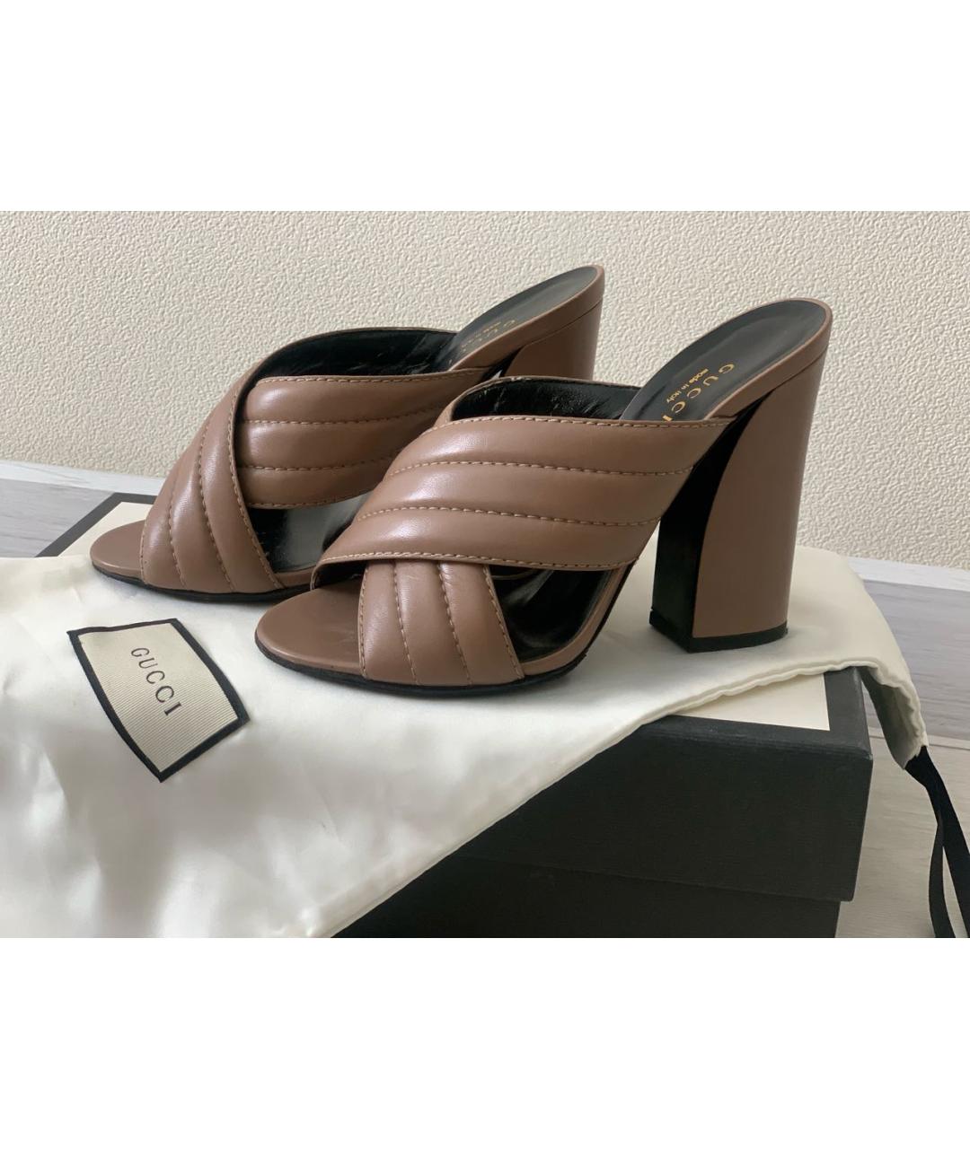 GUCCI Бежевые кожаные мюли, фото 7