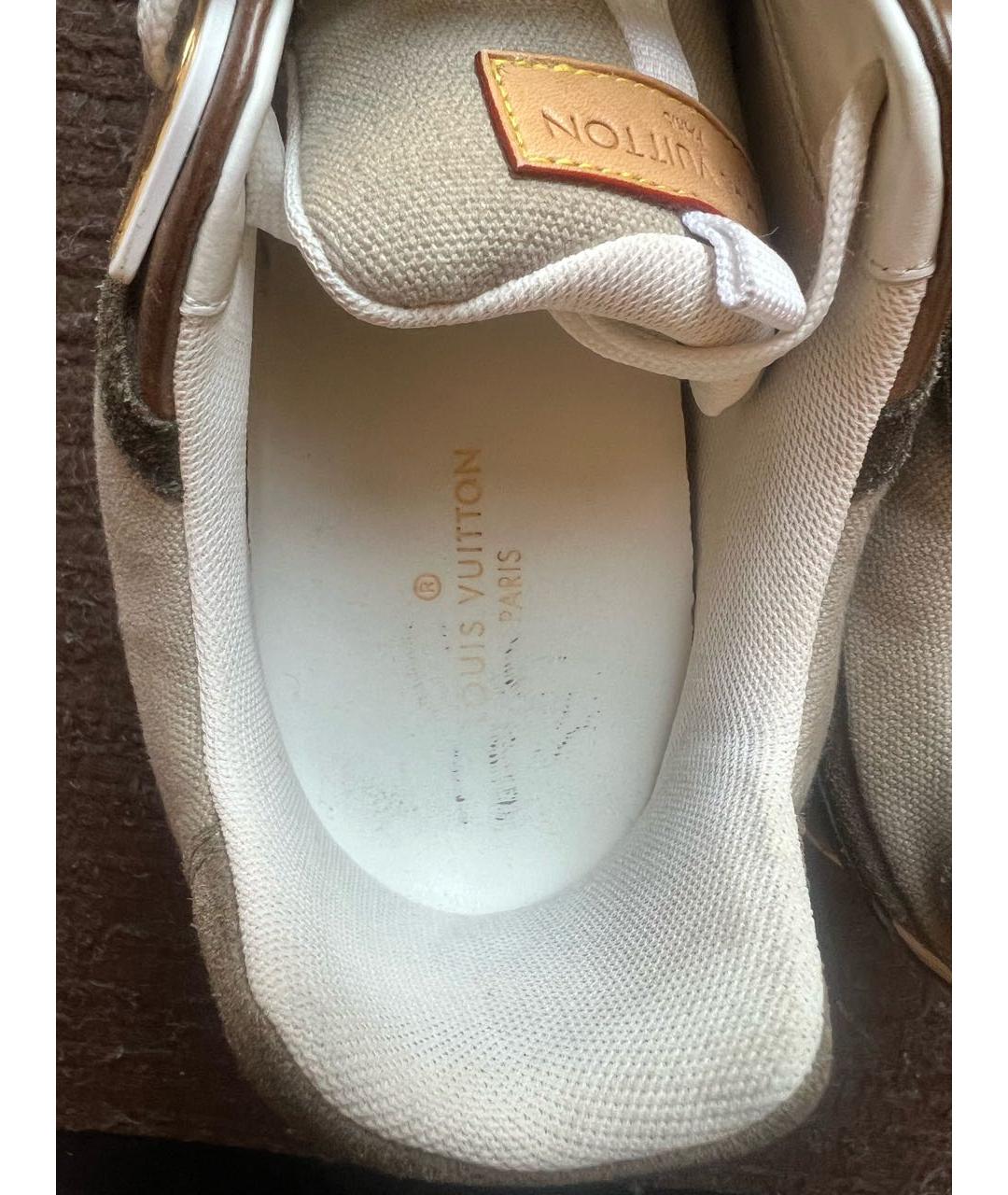 LOUIS VUITTON Хаки замшевые кроссовки, фото 5