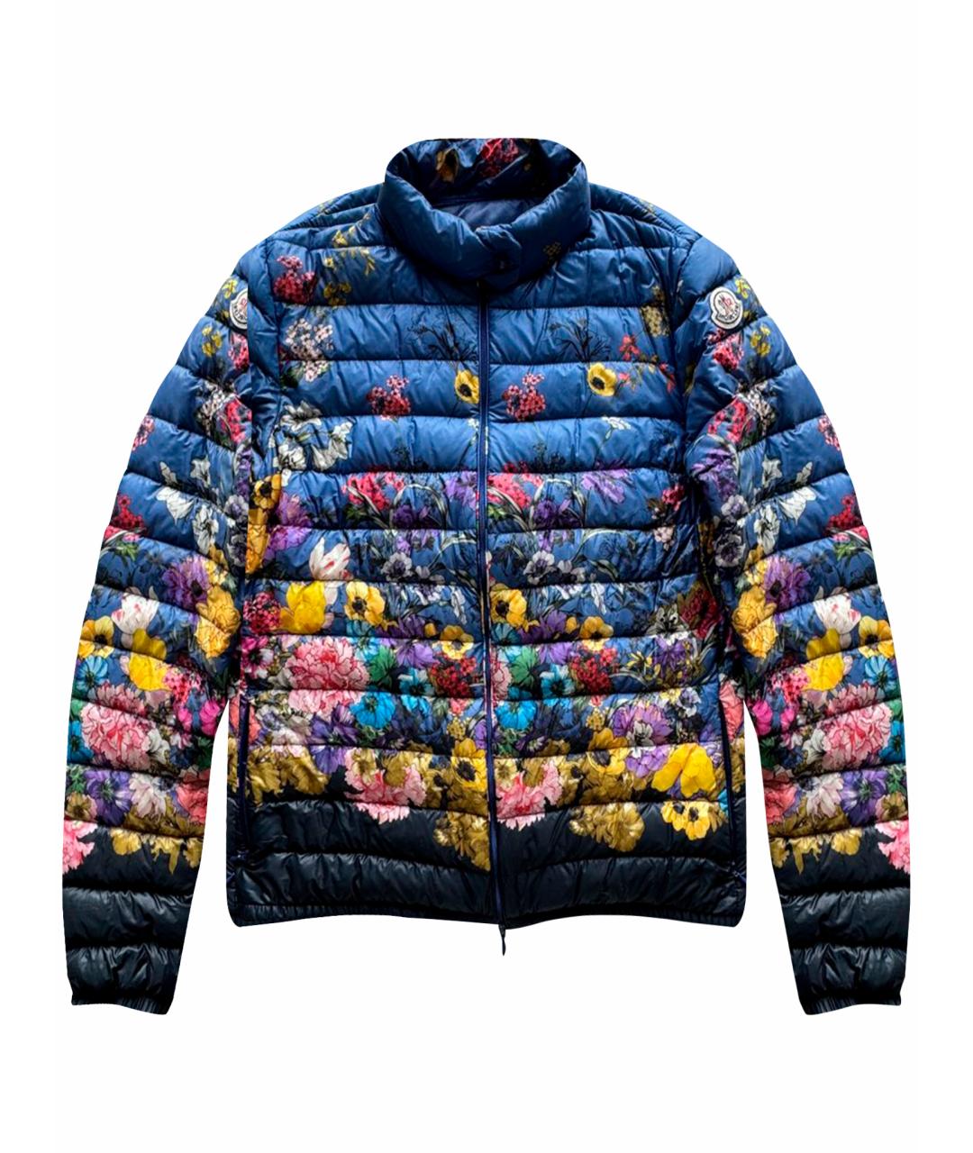 MONCLER Темно-синий полиэстеровый пуховик, фото 1