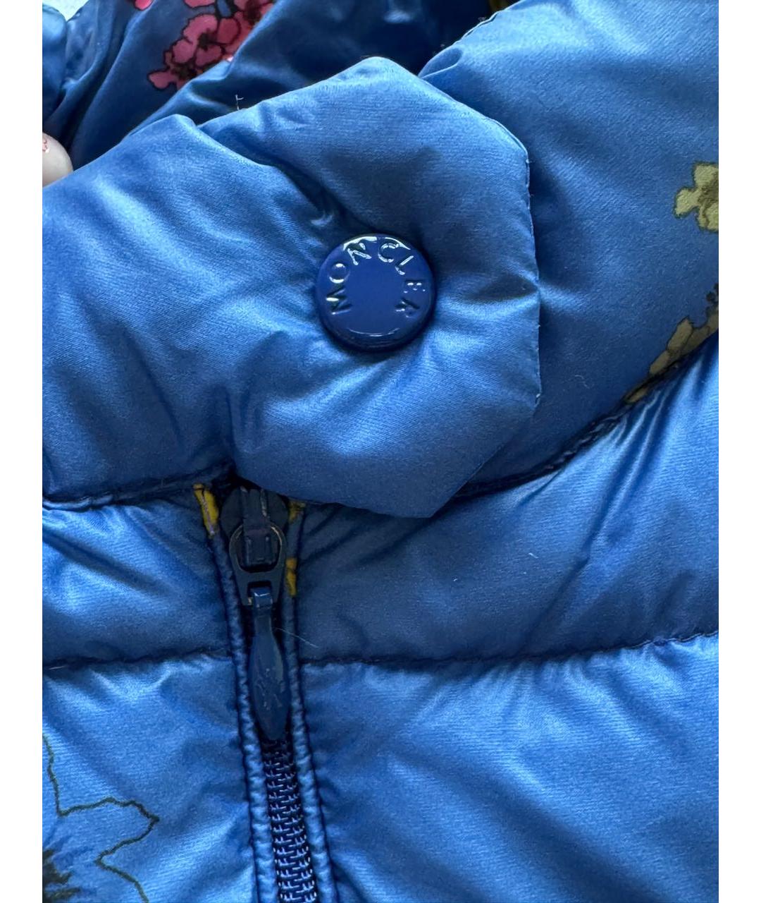 MONCLER Темно-синий полиэстеровый пуховик, фото 4