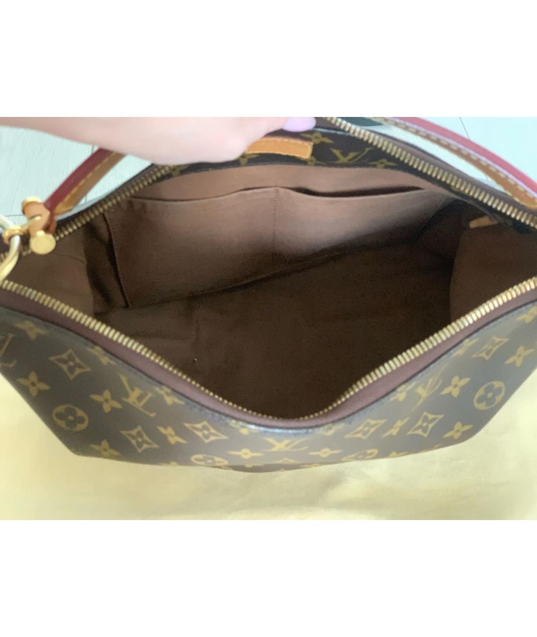 LOUIS VUITTON Коричневая кожаная сумка тоут, фото 4