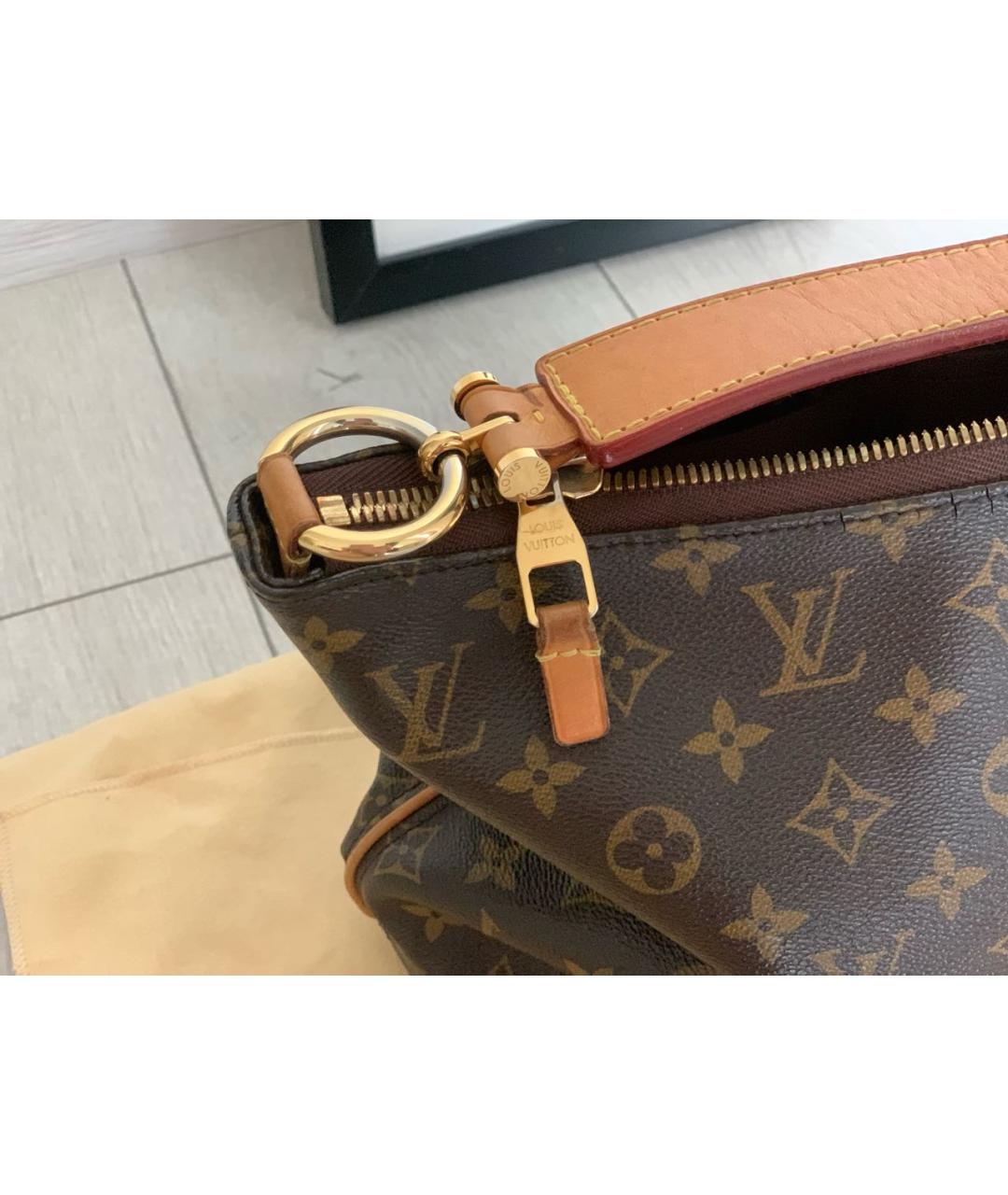 LOUIS VUITTON Коричневая кожаная сумка тоут, фото 8