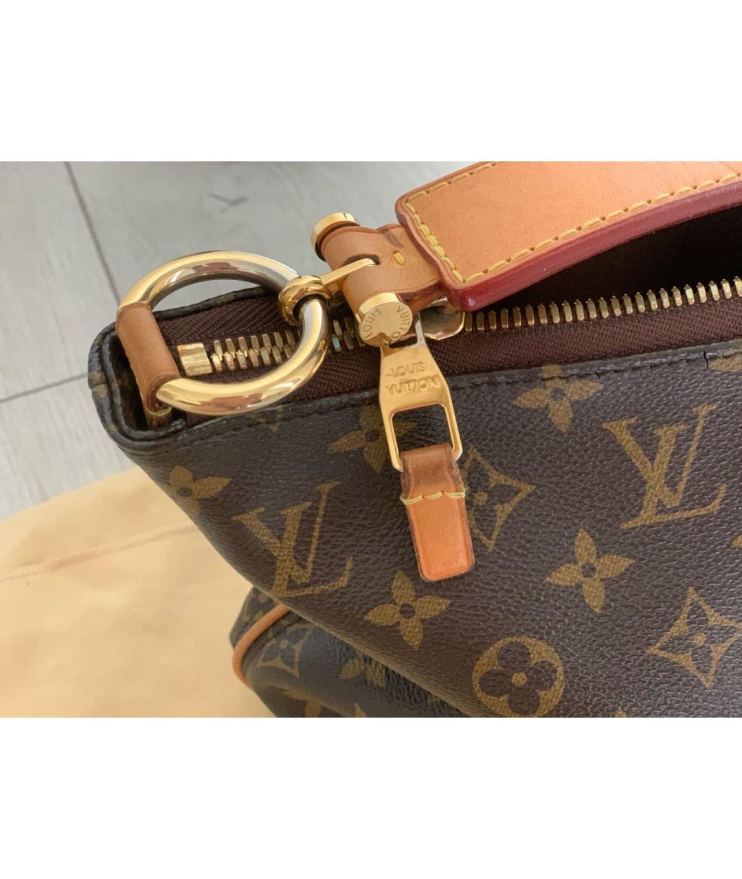 LOUIS VUITTON Коричневая кожаная сумка тоут, фото 7