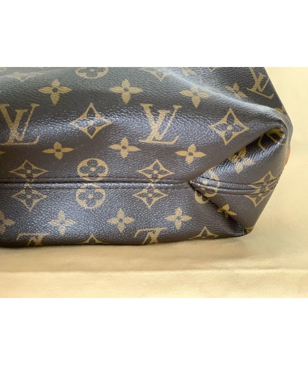 LOUIS VUITTON Коричневая кожаная сумка тоут, фото 5