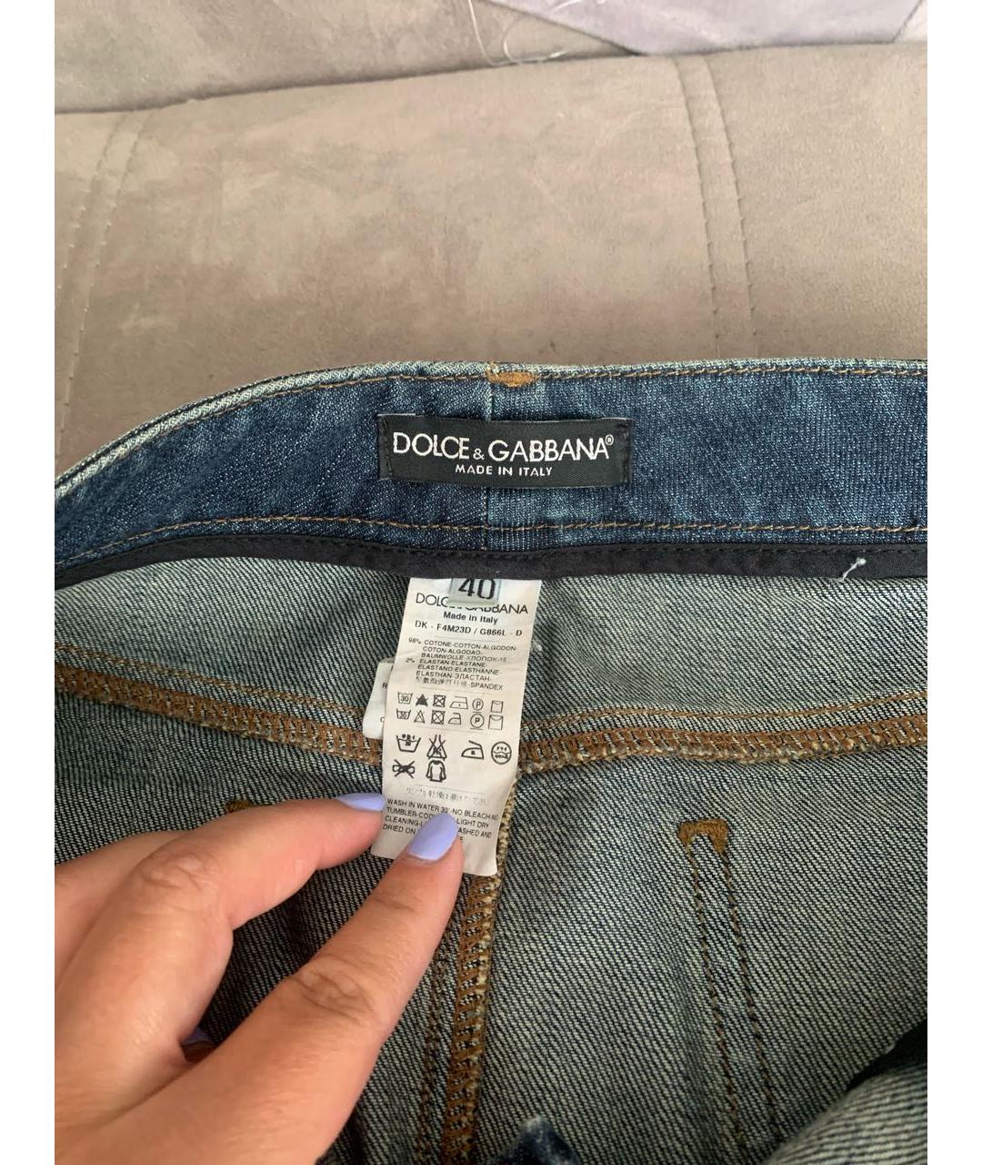 DOLCE&GABBANA Голубая деним юбка мини, фото 3