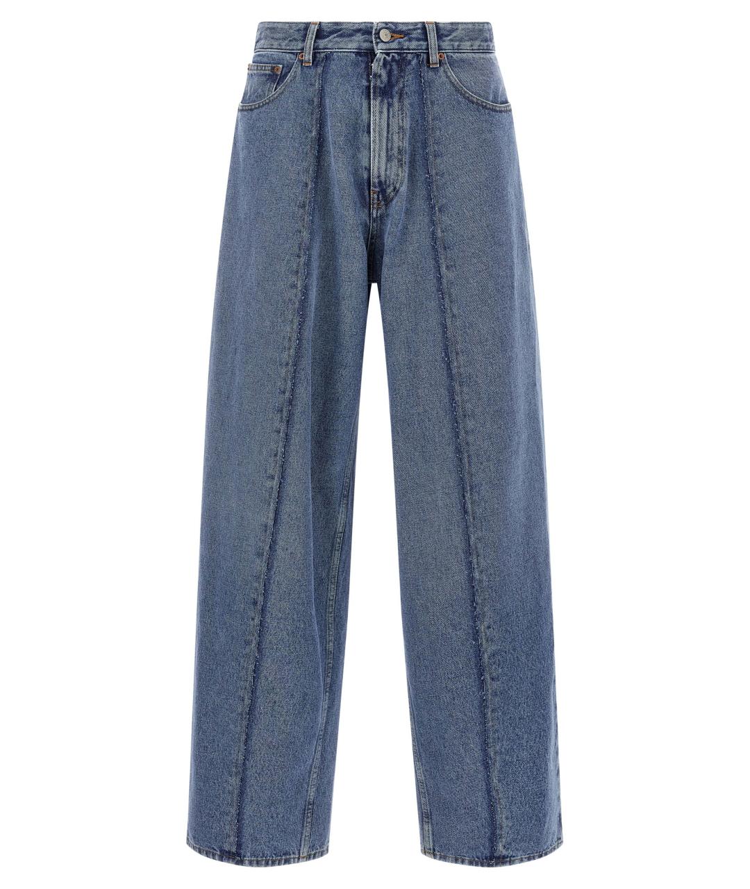 MM6 MAISON MARGIELA Синие хлопковые прямые джинсы, фото 1