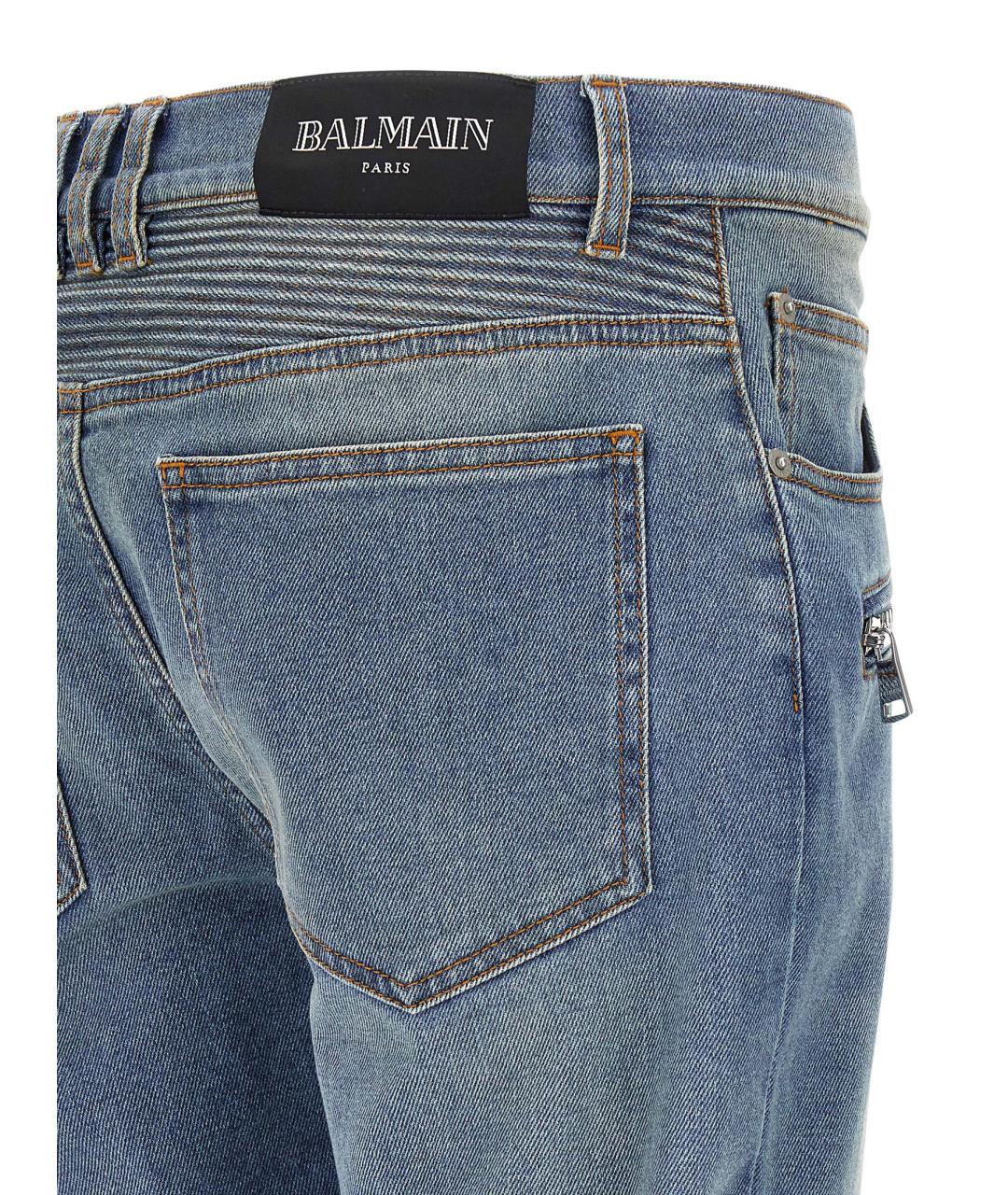 BALMAIN Синие хлопковые прямые джинсы, фото 4