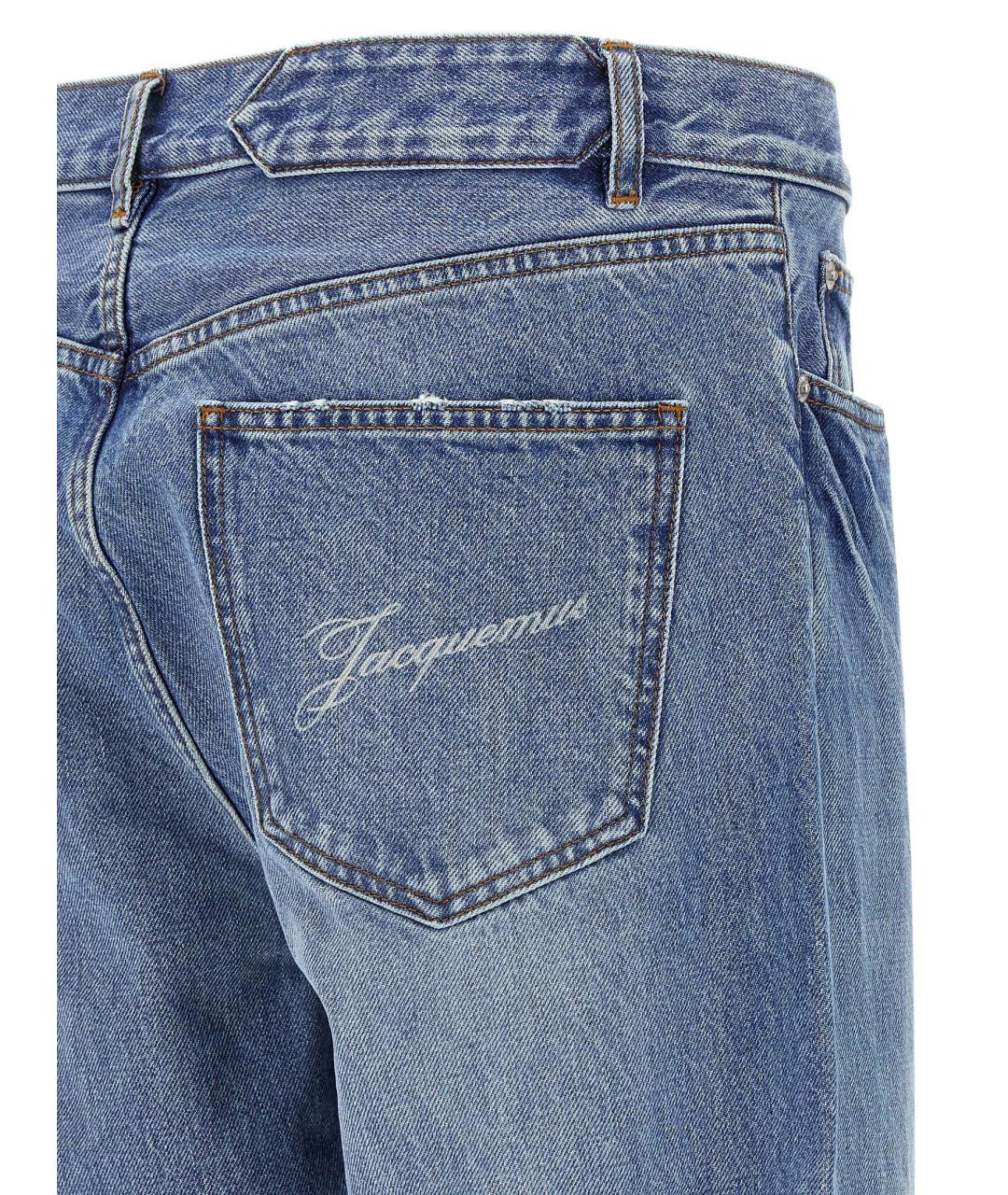JACQUEMUS Голубые хлопковые прямые джинсы, фото 4