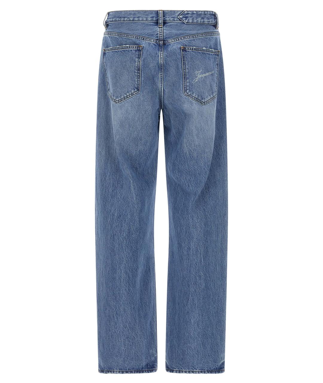 JACQUEMUS Голубые хлопковые прямые джинсы, фото 2