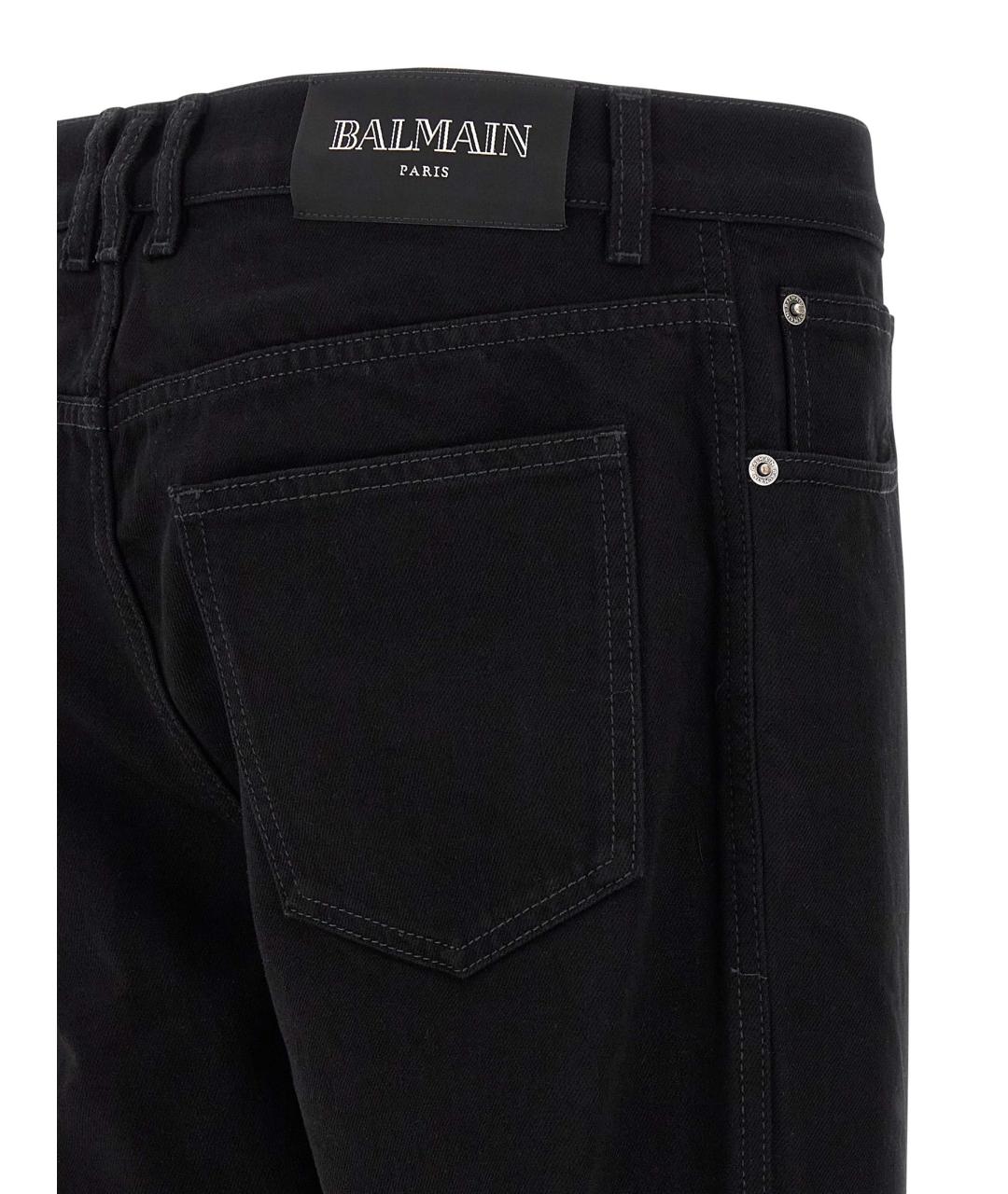 BALMAIN Черные хлопковые прямые джинсы, фото 4