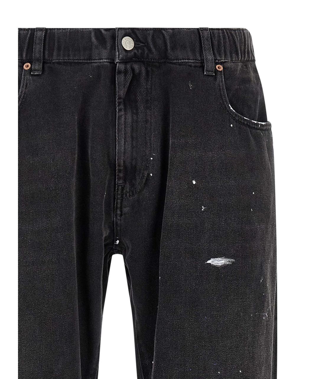 MM6 MAISON MARGIELA Черные хлопковые прямые джинсы, фото 3