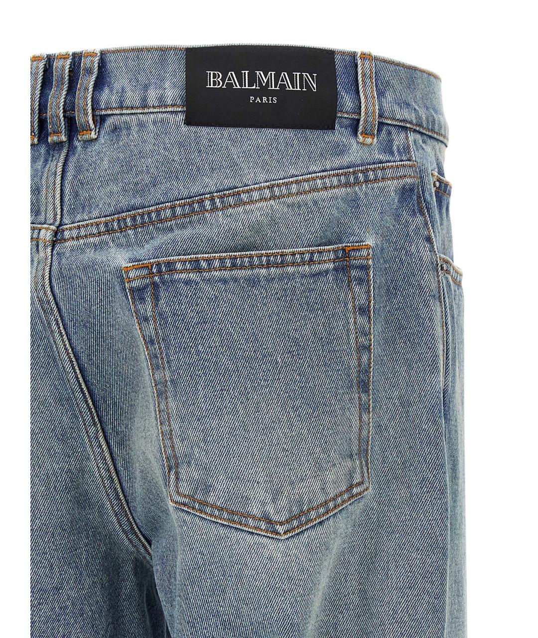 BALMAIN Синие хлопковые прямые джинсы, фото 4