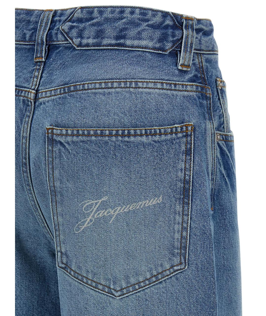 JACQUEMUS Голубые хлопковые прямые джинсы, фото 4