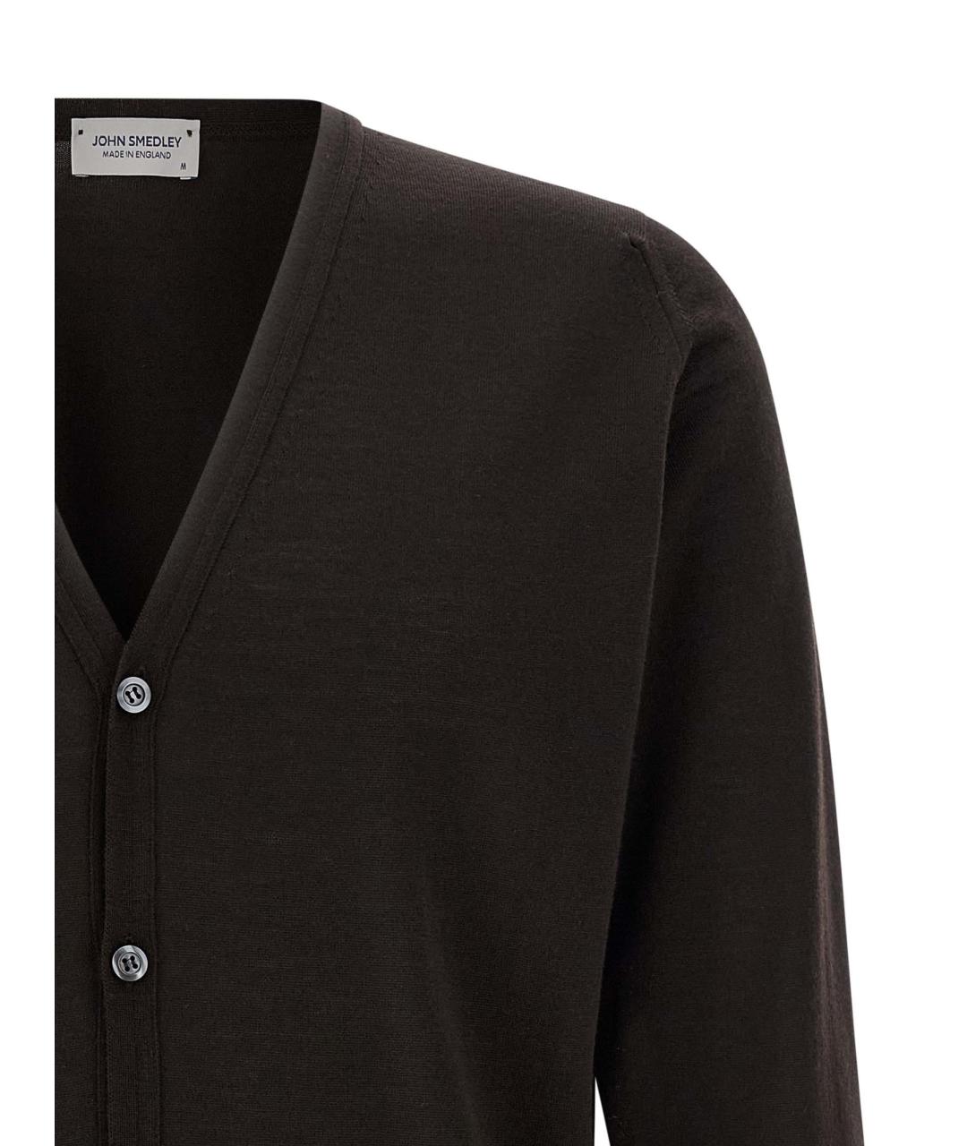 JOHN SMEDLEY Коричневый шерстяной кардиган, фото 3