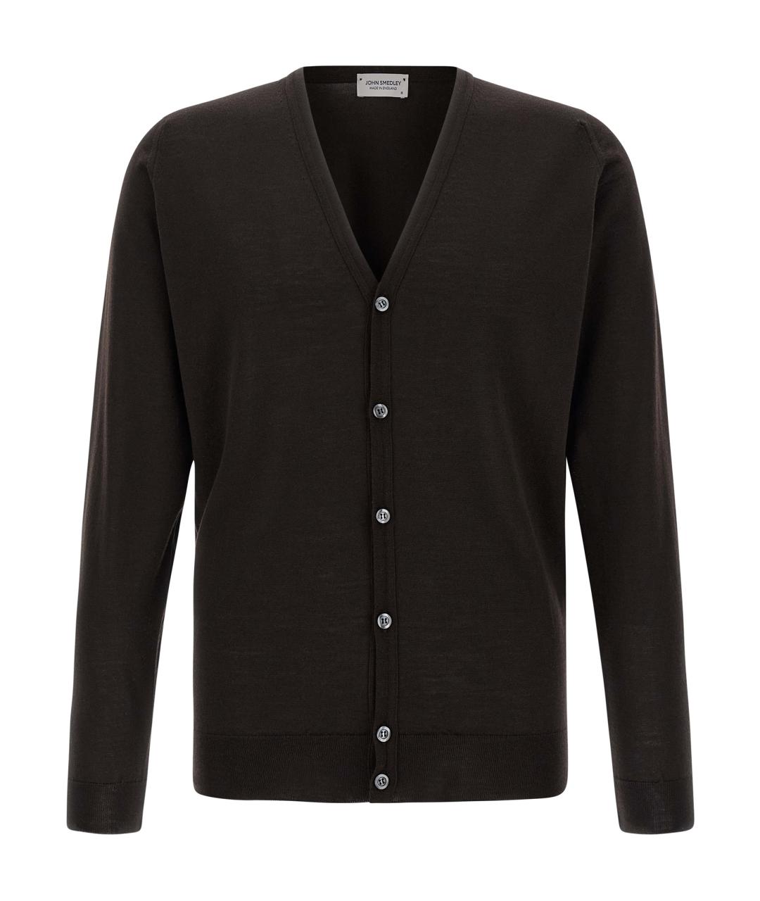 JOHN SMEDLEY Коричневый шерстяной кардиган, фото 1