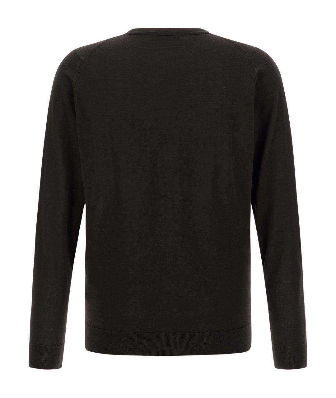 JOHN SMEDLEY Коричневый шерстяной кардиган, фото 2