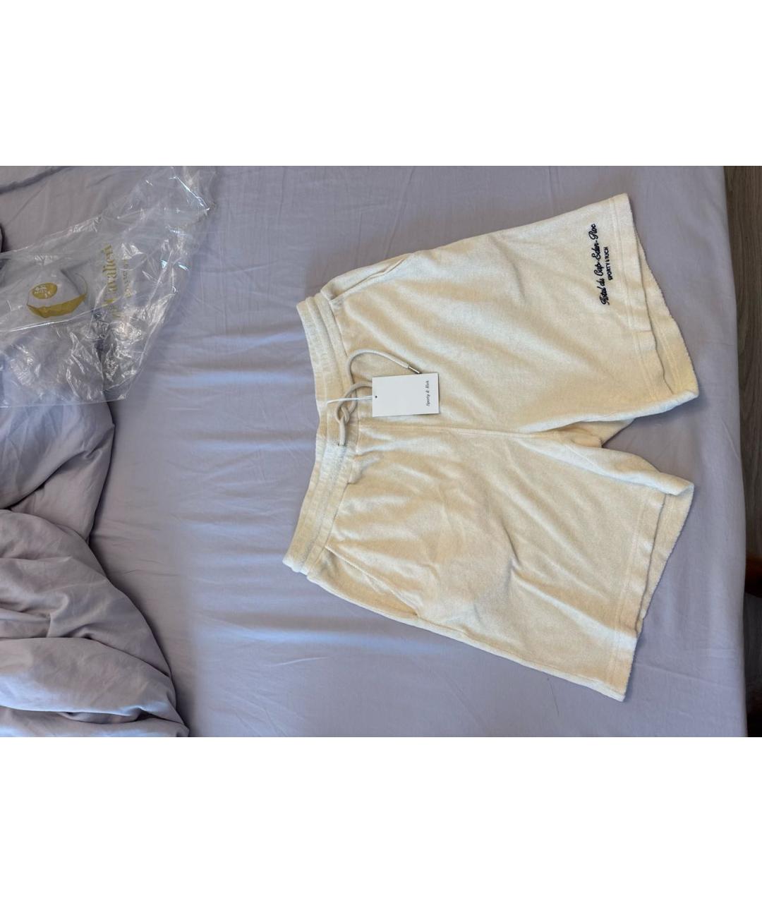 SPORTY AND RICH Бежевые хлопковые спортивные брюки и шорты, фото 5