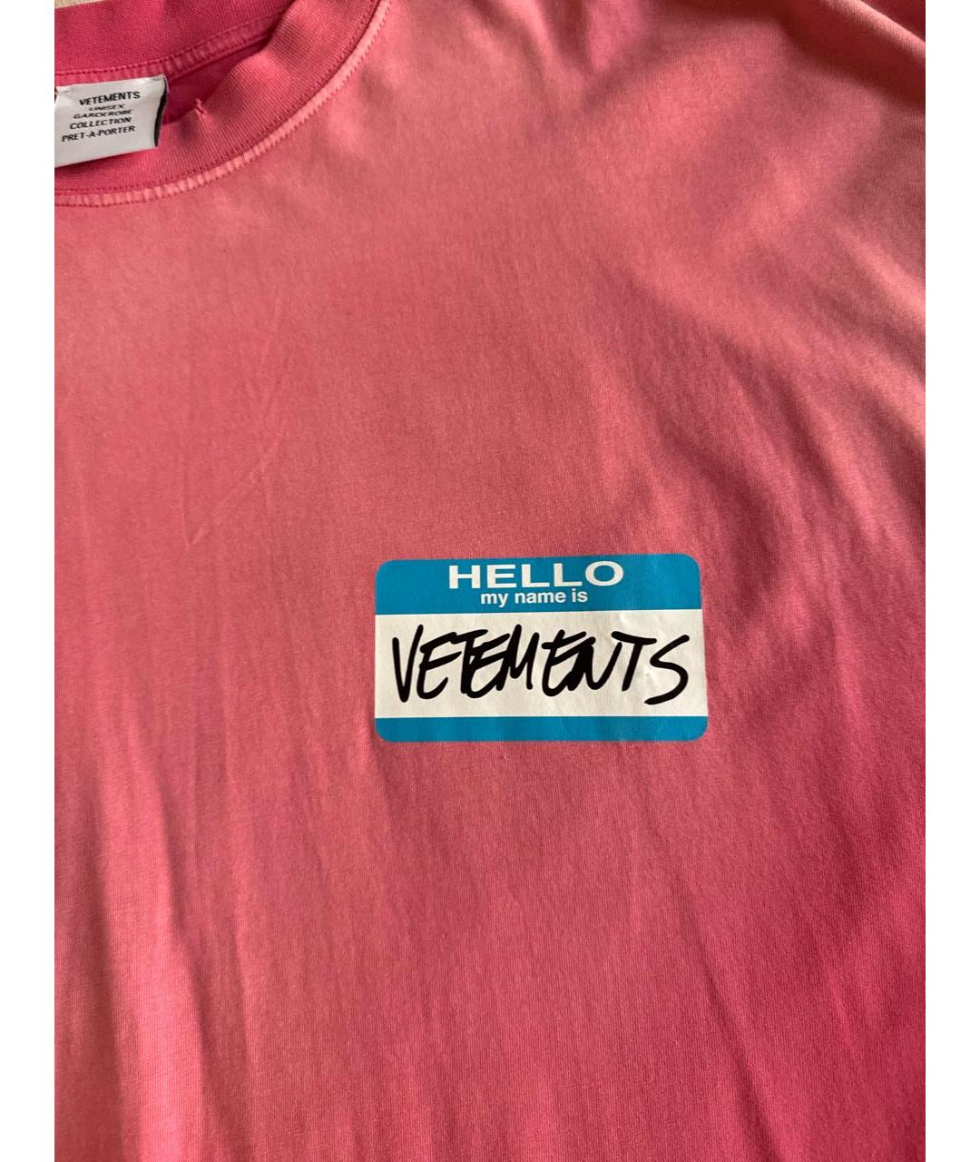 VETEMENTS Розовая хлопковая футболка, фото 4