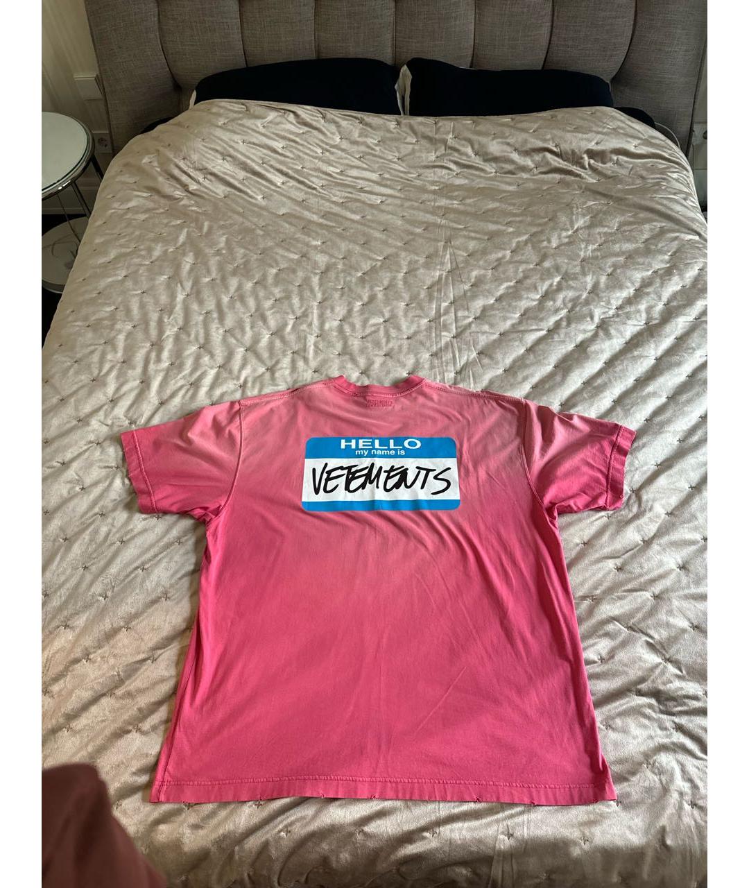 VETEMENTS Розовая хлопковая футболка, фото 2