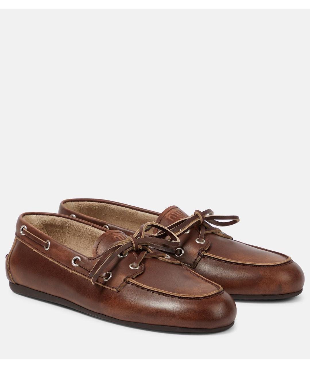 MIU MIU Коричневые кожаные мокасины, фото 7