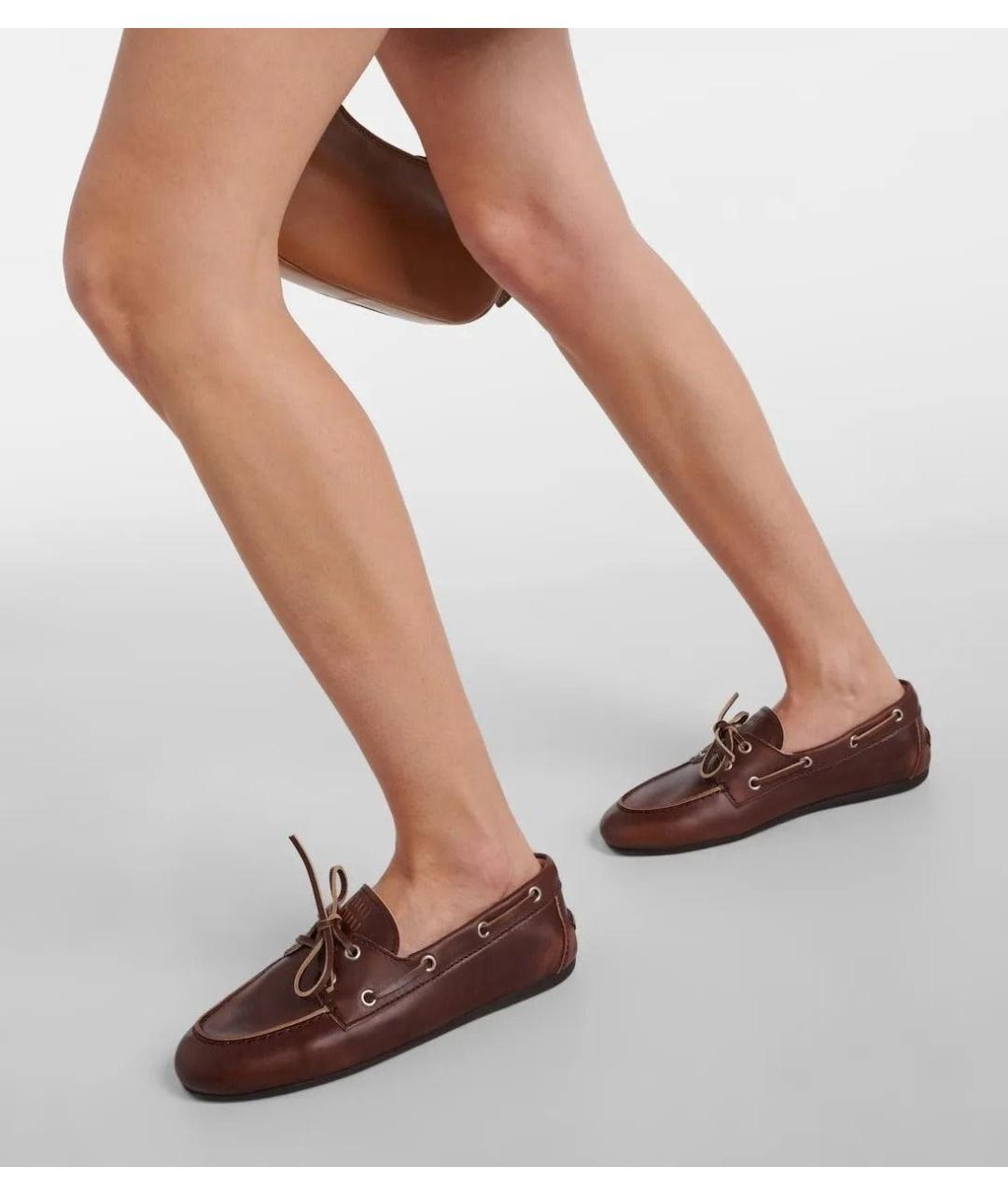 MIU MIU Коричневые кожаные мокасины, фото 6