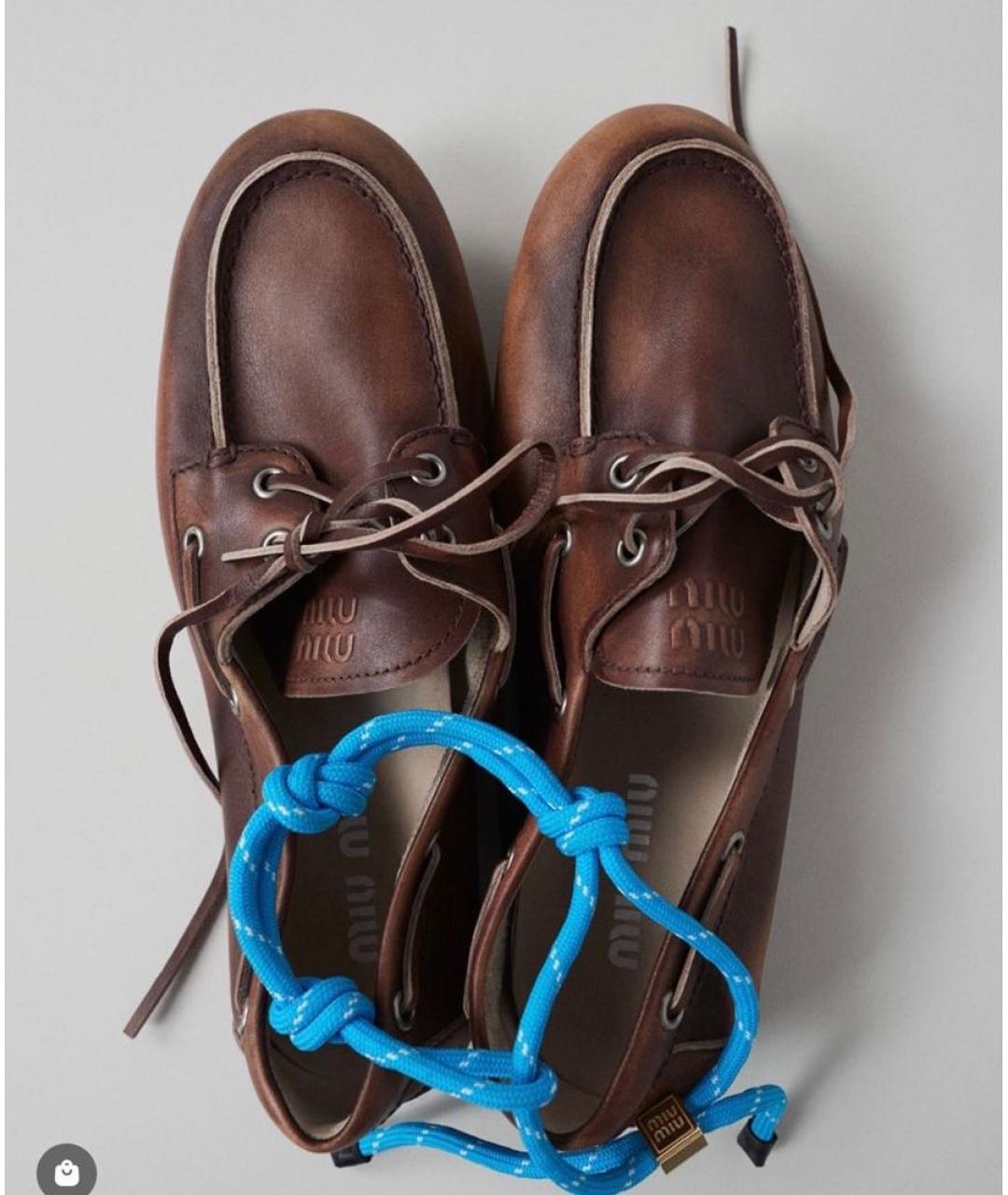 MIU MIU Коричневые кожаные мокасины, фото 3