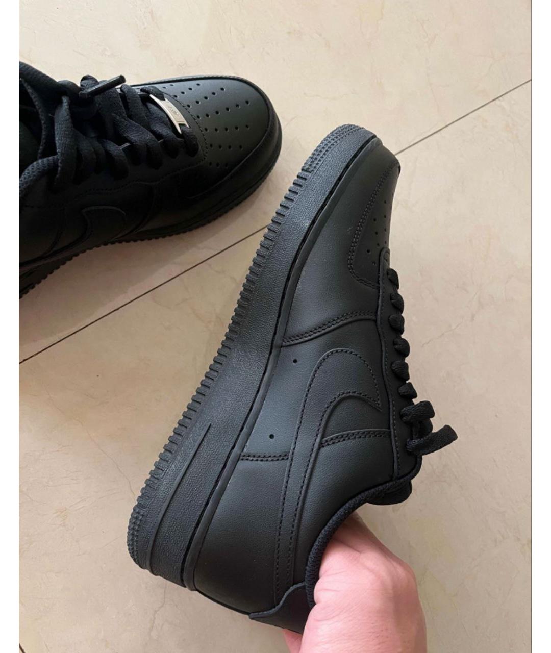 NIKE Черные кожаные низкие кроссовки / кеды, фото 5