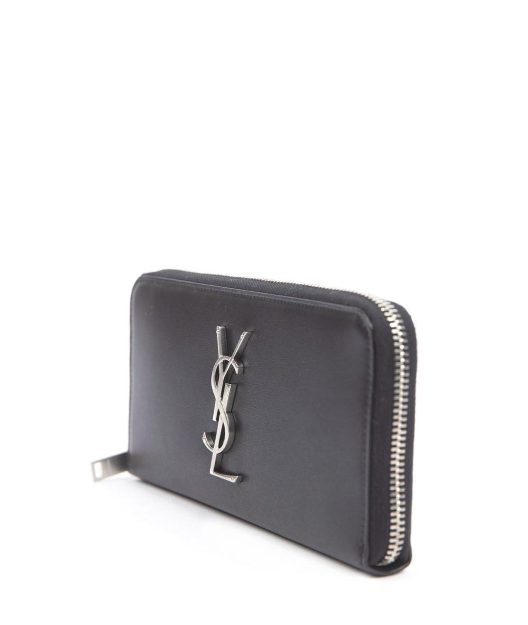 SAINT LAURENT Черный кожаный кошелек, фото 4
