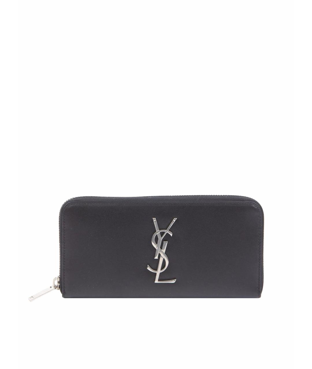 SAINT LAURENT Черный кожаный кошелек, фото 1