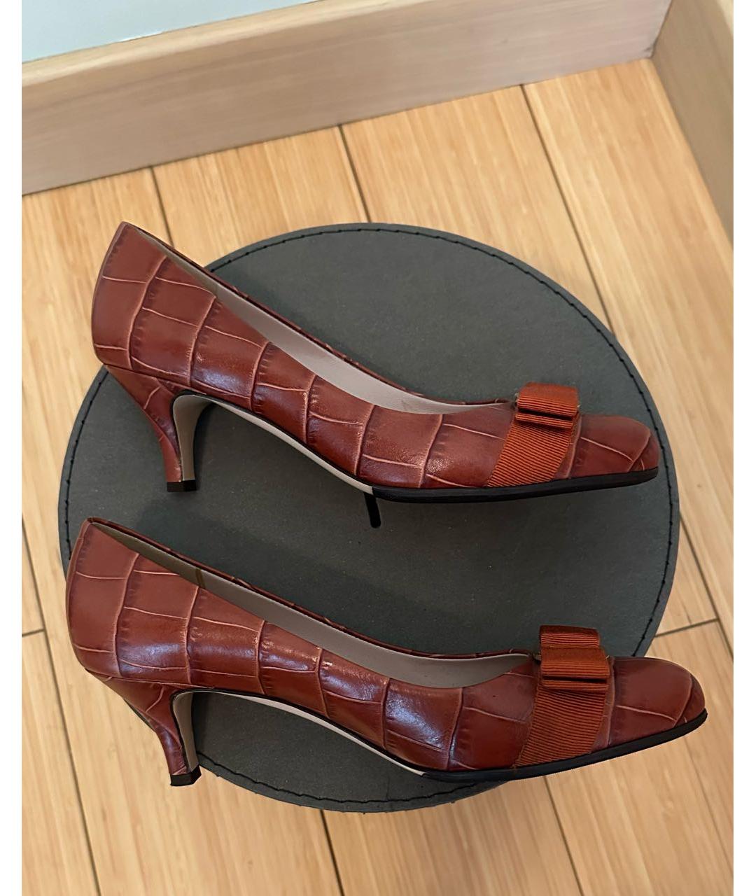 FERRAGAMO Коричневые кожаные туфли, фото 5