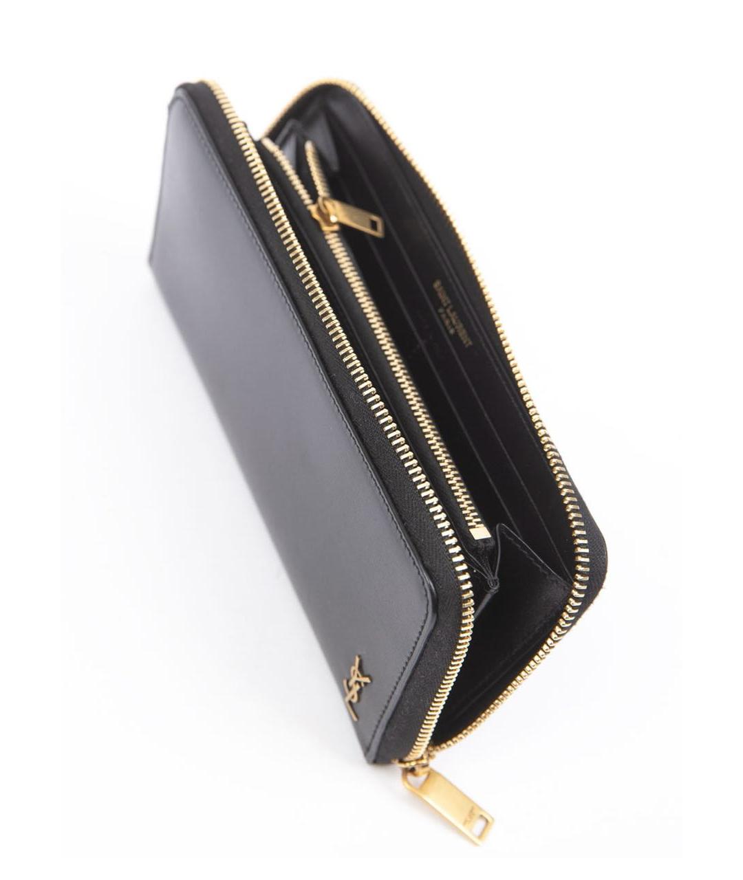 SAINT LAURENT Черный кожаный кошелек, фото 3