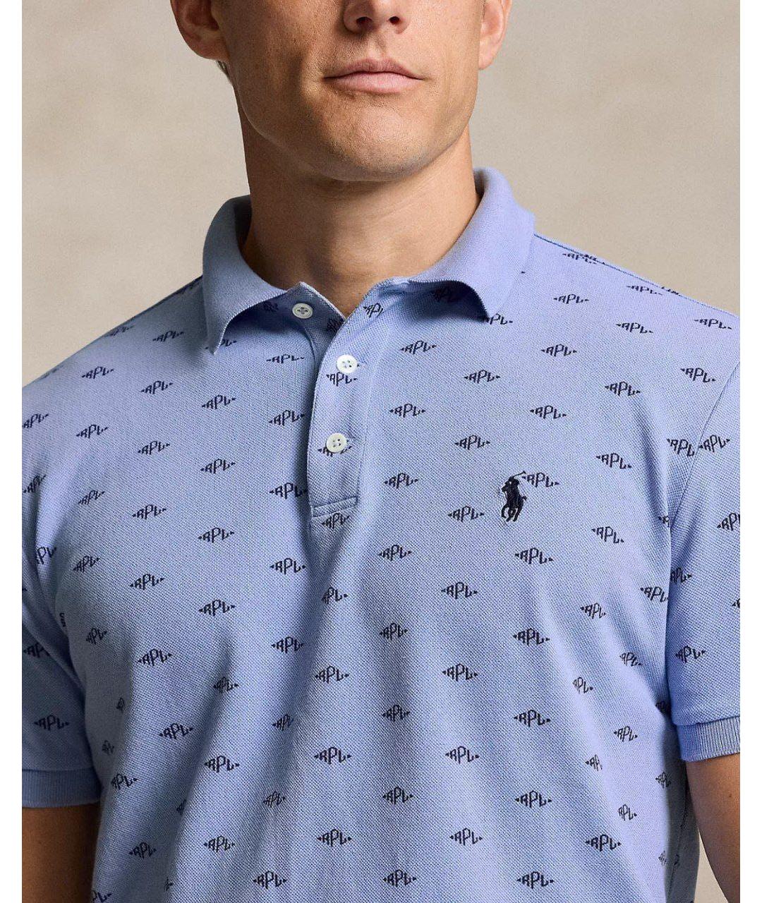 POLO RALPH LAUREN Голубое хлопковое поло с коротким рукавом, фото 2